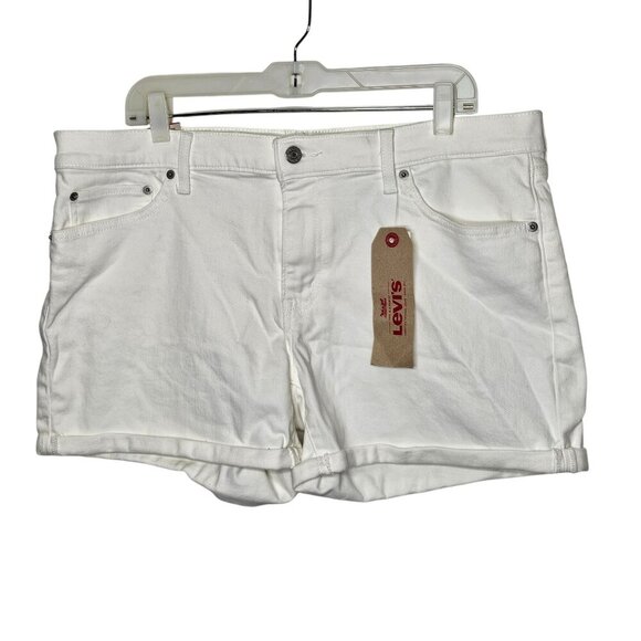 Levis Mid Length Womens White Denim Shorts Size 34 5-Pocket Casual Style - Picture 1 of 9